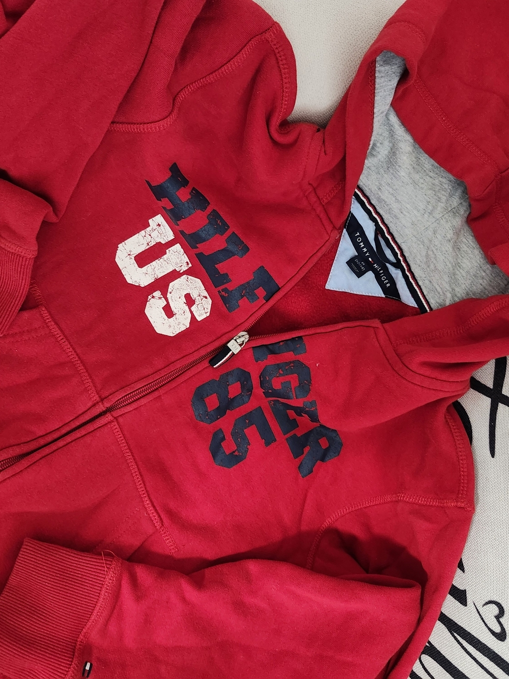 Tommy Hilfiger Kids Bright Red Zip-Up Hoodie with Logo Graphics